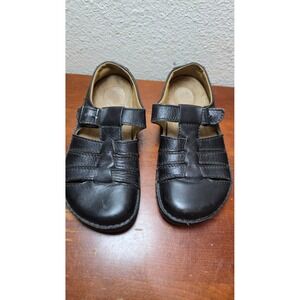 Footprints Birkenstock Leather Fisherman Sandals Women's 37 Black T-Strap